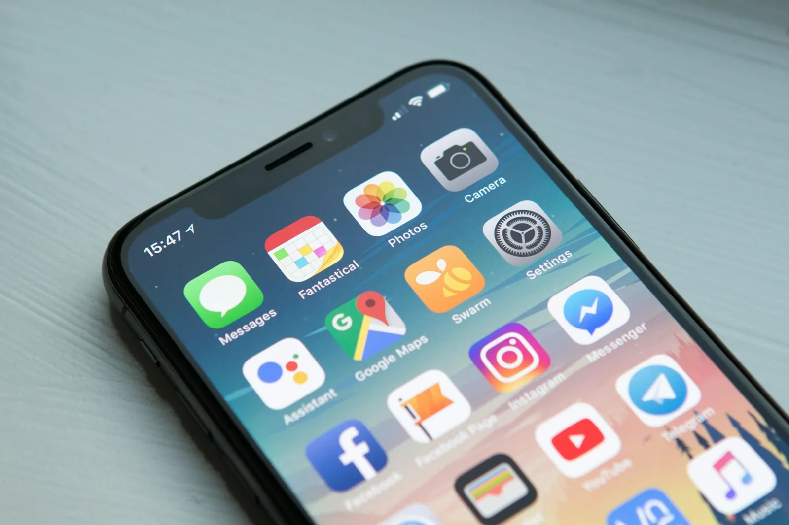 Smartphone with mobile applications on its screen